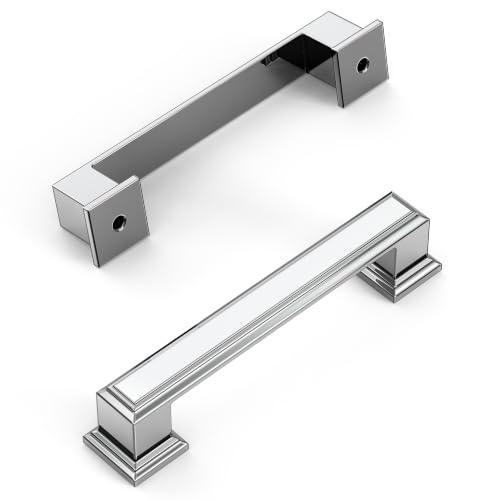 Amerdeco 10 Pack Polished Nickel Cabinet Pulls 3.75" | Cabient Hardware Kitchen Cabinet Handles for Bathroom Drawer Pulls Dresser Pulls ZH0001 - color: Polished Nickel, size: 3.75" hole center, style: 10 Pack