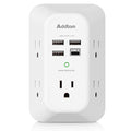 Addtam Surge Protector Outlet Extender with 5 AC and 4 USB Ports, 4.5A - size: 1c3a