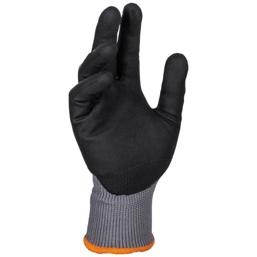 KLEIN TOOLS 60587 Work Gloves, Knit Dipped Cut Resistant ANSI A4 Nitrile Coated Gloves, HPPE Fabric, Touchscreen Capable, Small, 2-Pair - style: Small