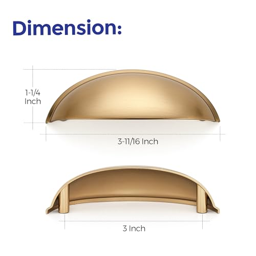 Ravinte Champagne Bronze Cabinet Pulls Drawer Cup Handles 3 Inch 12 Pack - color: Champagne Bronze