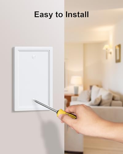 2-Pack Natural Bamboo Fiber Single Blank Wall Plate, Durable Switch Plate - color: Pure White, size: 1 Blank 2PK
