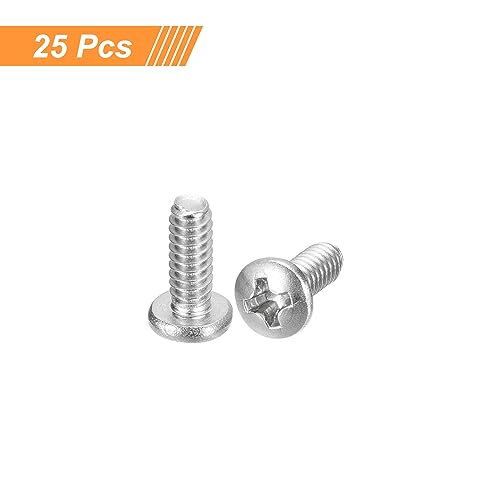 uxcell #6-32x3/8 Pan Head Machine Screws, 304 Stainless Steel 18-8 Screw, Phillips Drive, Fully Threaded, Bright Finish, Pack of 25 - size: #6-32x3/8"