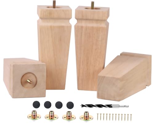 Unfinished Oak Sofa Legs-Heavy Duty Mid Century (Natural 8"H*3.15"W) - color: Plain Wood Color, size: 8"H*3.15"W