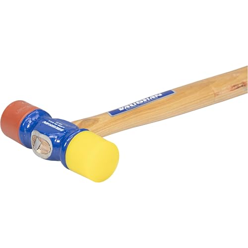 VAUGHAN Soft Face Hammer, 12 Oz, Rubber Mallet, Assembled in the USA - color: Red/Yellow, size: 12 oz