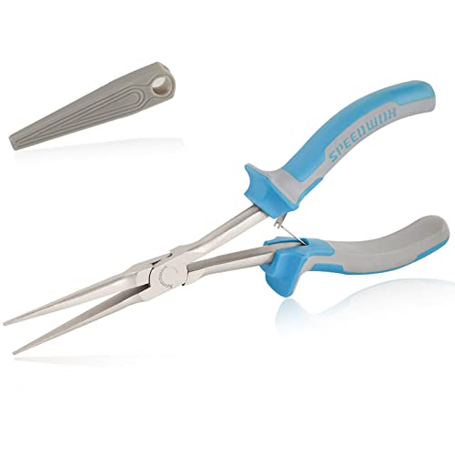 SPEEDWOX Long Reach Needle Nose Pliers With Smooth Jaw Tweezer Nose Pliers Extra Long For Hard To Reach Narrow Space - style: Upgrade Needle Nose Pliers