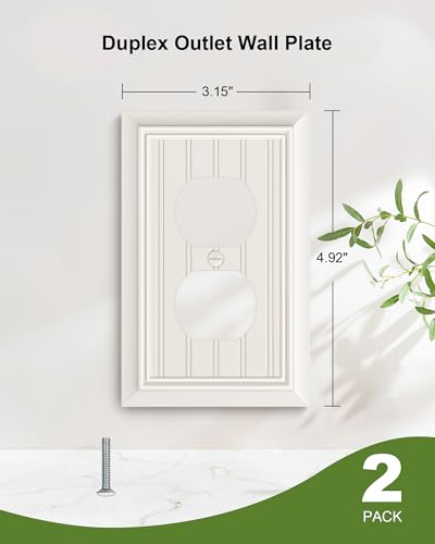 2-Pack Classic Beadboard Natural Bamboo Fiber Duplex Outlet Cover Plate, - color: Light Almond, size: 1 Duplex 2PK