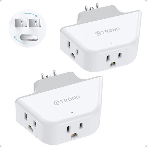 TROND 360 Rotating Plug Outlet Extender for Bathroom, 2 Pack - color: White, size: 3AC-3 Prong (Rotating Plug), 2 Pack