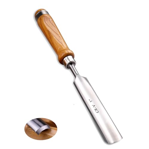 1"(25mm) Wood Chisel for Woodworking,Semicircle Edge CR-V Steel DIY Woodworking Handle Carpentry Gouge Tools - size: 1"(25mm)Semicircle Edge