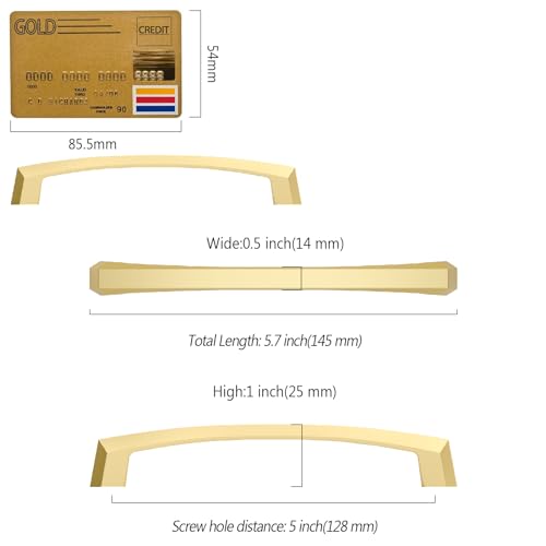 Amerdeco 10 Pack Brushed Gold Cabinet Pulls 5 Inch(128MM) Hole Centers Kitchen Cabinet Handles Hardware Kitchen Handles for Cabinets Cupboard ZH0032 - color: Brushed Gold, size: 5"/128MM Hole Center