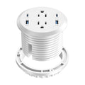 Desktop Power Grommet,GaN 65W USB C Fast Charging Station,2 AC Outlets,4 USB Ports in to the Top,Flush Mount Power Grommet 3'' Hole,Countertop Recessed Outlet White - color: White, size: 1 Pack