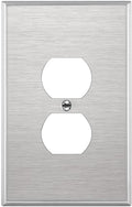 ENERLITES Duplex Receptacle Jumbo Metal Wall Plate, Oversize 1-Gang, Silver - color: Stainless Steel, size: Over-Size