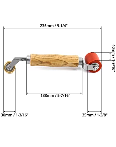 QWORK Seam Roller, 40mm Silicone Seam Roller with 6mm Brass Detail Penny Roller, Smoothing Seam Roller Tool for PVC/TPO/EPDM Single Ply Roofing Tape - color: 1 Pc