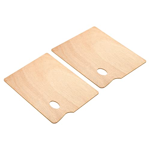 PATIKIL 9"x12" Wooden Paint Palette, 2 Pack Wood Painting Palette Color Mixing Square Paint Tray Palette with Thumb Hole for Oil Watercolor Artist, Wood Color - size: 9" x 12"