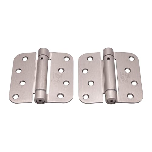Self Closing Spring Hinges Satin Nickel 4 Inch - 5/8 Inch Radius 2-Pack - color: Satin Nickel, size: 4" x 4" with 5/8" radius (Pack of 2)