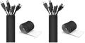 JOTO 4 Pack Cable Management Sleeve -Black, 2 Large - color: Black, size: 4 Pack, 130 Inches