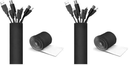 JOTO 4 Pack Cable Management Sleeve -Black, 2 Large - color: Black, size: 4 Pack, 130 Inches