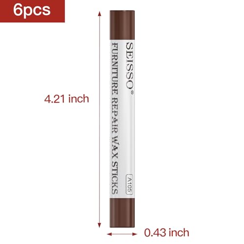 SEISSO Furniture Repair Crayon, 6 Pcs - Wood Filler Sticks, Scratch Repair Wax, Furniture Marking Repair - Scratch, Cracks, Hole, Table, Wood Floor, Guitar, Covering, Instrument Fill Sticks-Redoak - color: Redoak 6pcs