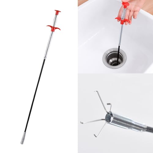 Plumbing Grabber, Flexible Grabber Claw Reacher Tool With 4 Claws Extendable Drain Clog Remove Tool Bendable Hose Pickup Reaching Assist Tool for Litter Pick Home Sink Drains Toilet(Size:0.57m)