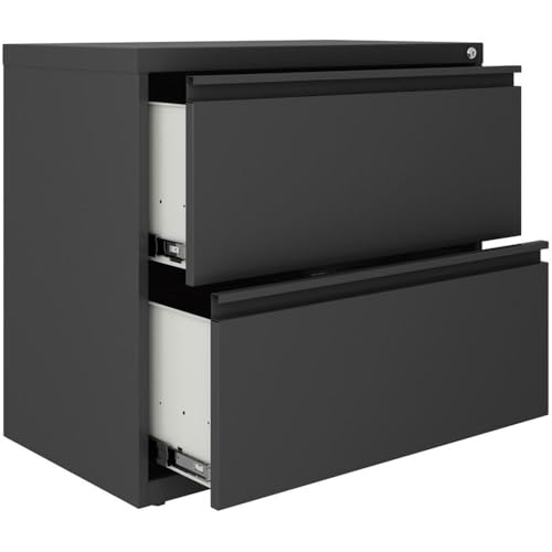 Home Square 2 Drawer Metal Lateral 101 Filing Cabinet Set in Charcoal (Set of 2)
