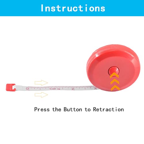 Tape Measure,60 Inch Soft Measuring Tape for Body Fabric Sewing - color: Red
