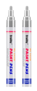 Silver Paint Markers, 2 Pack Oil-Based Waterproof Quick Dry Permanent Paint Pen Set for Rocks Painting, Wood, Fabric, Plastic, Canvas, Glass, Mugs, Metal, Tire, Stone, DIY Craft - color: Silver