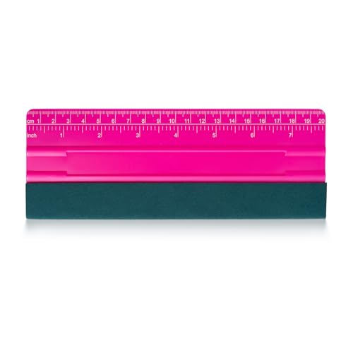 FOSHIO Professional Squeegee for Vinyl, Decals, Sticker Paper, Wallpaper, Window Film, Craft, Suede Felt Squeegee Smoothing Tool with Ruler, Pink (8 inches) - size: 8 inches