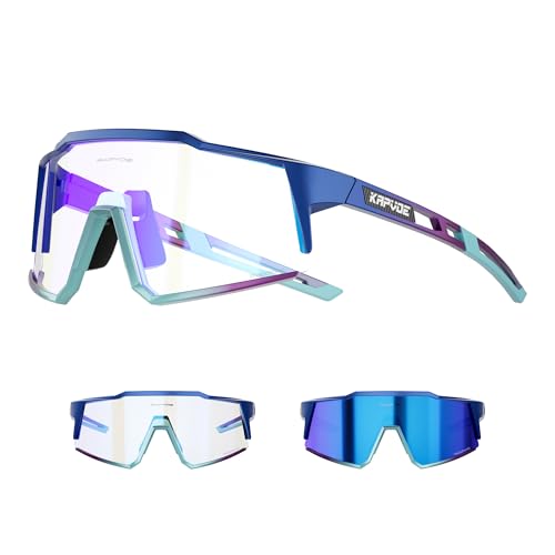 KAPVOE Photochromic Cycling Glasses Clear Mountain Bike Glasses K9022 - color: Purple-blue-photochromic-blue