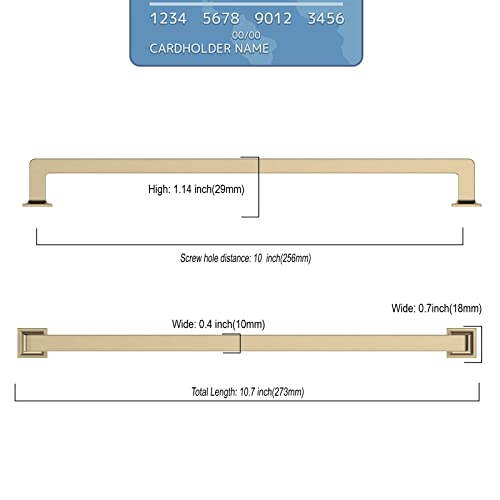 9BUILD 10 Pack 10 Inch Brushed Brass Cabinet Pulls,Kitchen Hardware - color: Brushed Brass, size: 10"/256MM Hole Center