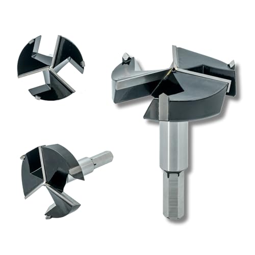 Forstner Drill Bit 2-3/4 Inch, Triple-Flute Carbide Tipped Forstner Bit for Hard Wood, Soft Wood, Veneered Plywood, Plastic, Drilling Hole Saw Woodworking Hinge Cutter Tool - style: 2-3/4 Inch