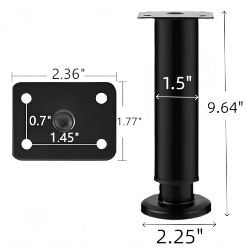 4Pcs Black Adjustable 9.64-16.6 Inch Metal Furniture Legs for Cabinet Sofa - color: Black, size: 9.64"-16.6"-Set of 4