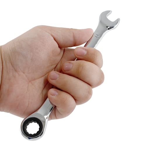 2 Pcs 11mm Ratchet Combination Wrench, Metric 72-Tooth - size: 11 mm