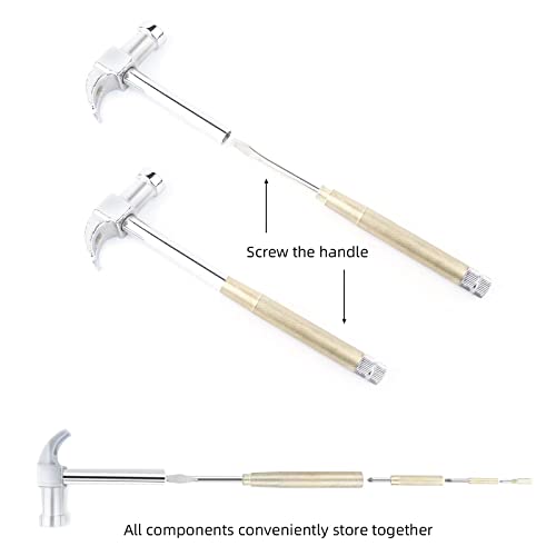 YOUMI 6 in 1 Metal Hammer & Screwdriver Multitool Set with Anti-Slip Grip Handle Slotted/Flat Head Phillips Screwdriver Nail Puller and Claw Hammer Best Gift for Sweetheart(Silver Yellow) - color: Silver Yellow