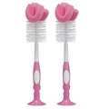 Dr. Brown's Reusable Sponge Baby Bottle Cleaning Brush with Suction Cup Stand, Scrubber and Nipple Cleaner, BPA-Free, Pink, 2-Pack - color: Pink Bottle Brush, size: 2-Pack