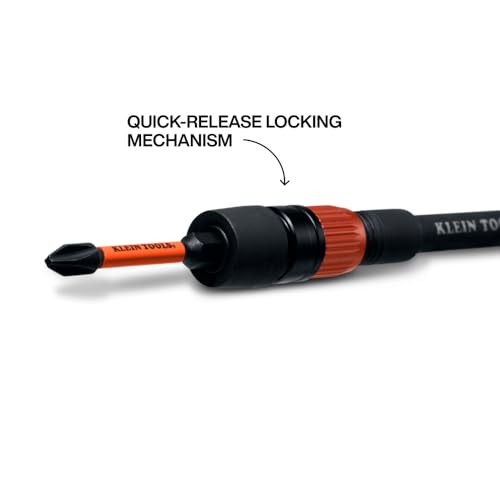 Klein Tools 31088 6-Inch Dual-Lock Extension, 1/4-Inch Hex Shank Impact Bit Holder, Quick-Release Locking Mechanism with Secondary Twist Lock, Compatible with Impact Drivers and Drills - size: 6-Inch
