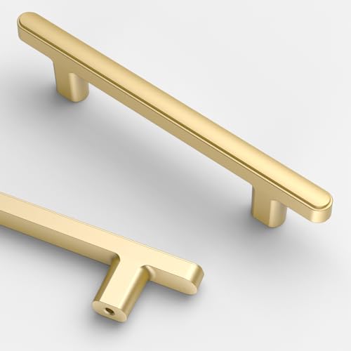 Asidrama 10 Pack 3.75 Inch(96mm) Brushed Gold Kitchen Cabinet Handles, Cabinet Pulls Kitchen Cabinet Hardware for Cupboard Drawer Pulls - color: Brushed Gold, size: 3.75" Hole Center, style: 10 Pack