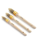 Bates- Trim Brush Set, 0.6”, 0.75” & 1”, Wooden Handle, Round Paint Brush - color: Wooden Handle, size: 5/8”, 3/4”, 1”