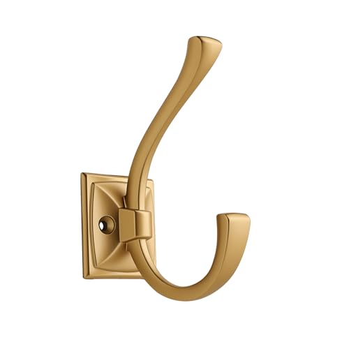HARPOON 5 Pack Prong Hook, Heavy Duty Two Flared 4.3 inch Coat Hooks, Wall Mounted with 4 Screws, Utility Hooks - Brushed Gold - color: Brushed Gold