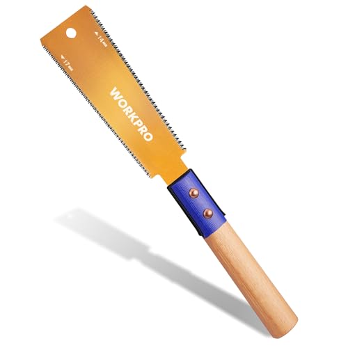 WORKPRO 6'' Japanese Hand Saw, Double-Edged Pull Saw with 14&17 TPI - size: 6'' - Wide Head