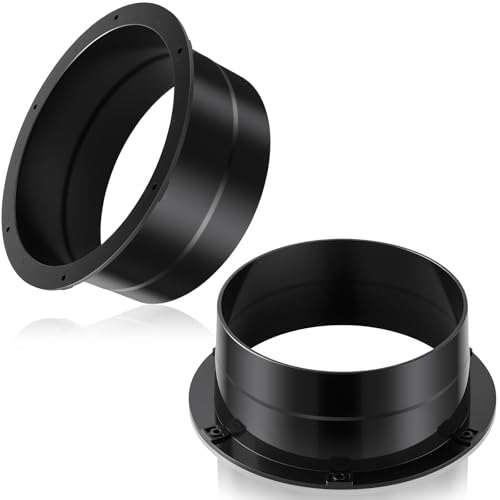 2 Pcs Duct Connector Flange 4 Inch Plastic Straight Pipe Flange Black Duct Reducer Dryer Vent Connector for Heating Cooling Grow Tent Bathroom Kitchen Ventilation System - size: 4 Inch