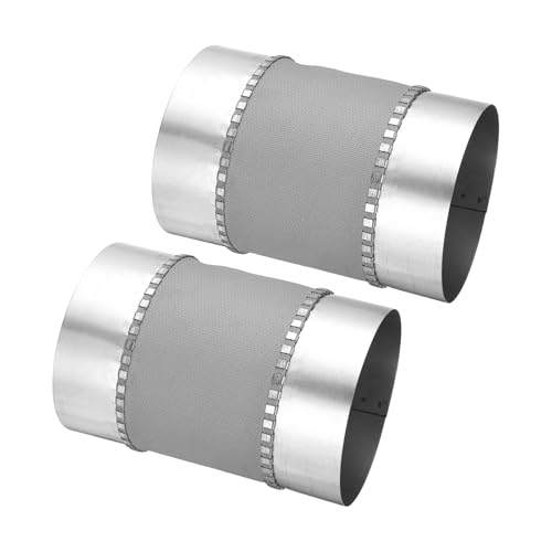 Flexible Duct Connector 5" Galvanized Steel Male Fit Silver 2Pcs - size: 5 Inch
