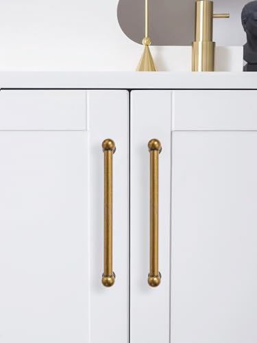 10 Pack 10 Inch Hole Center Antique Brass Cabinet pulls 100% Solid Heavy Duty Dresser Pulls Cabinet Drawer Pulls for Kitchen Cupboard Hardware - color: Antique Brass, size: 10 inch hole center