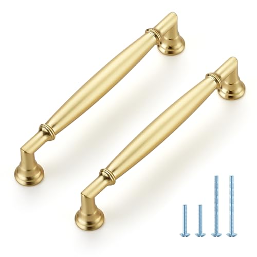 HOME EDIT Brushed Gold Cabinet Handles 5 Inch Pulls 20 Pack - color: Brushed Gold, size: 5 inches Hole Center