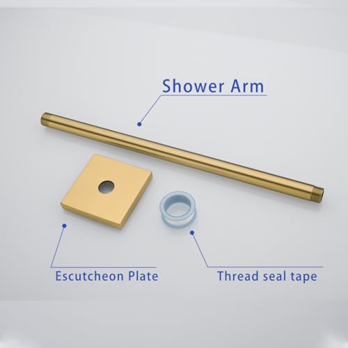 16 inches Brass Wall Shower Extension Arm Mounted Bathroom Rainfall Head Elbow Bracket Pipe Bath Tube Bathroom Hardwares Accessories Champagne Bronze,SW-91038-16CB-SQ. - color: Right Angled Square Flange-16" Champagne Bronze