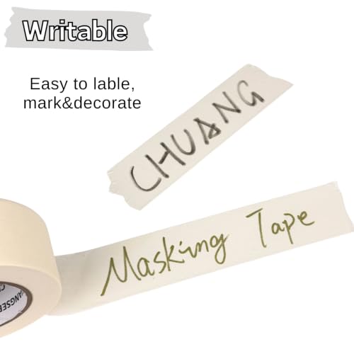 CHUANGSEED 3-Pack White Masking Tape General Purpose Beige Painters Tape 1.88 inch x 60 Yards for Basic Painting, Home, Office, School Stationery, Arts, Crafts and Decoration - color: White