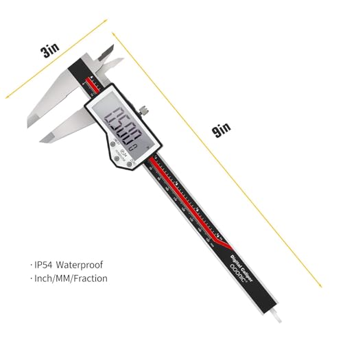 Digital Caliper, 6" Caliper Measuring Tool Extreme Accuracy Waterproof Electronic Vernier Caliper Industrial Stainless Steel Digital, Durable Measuring Tool with Large LCD Screen - color: Red Stainless Steel, size: 6"