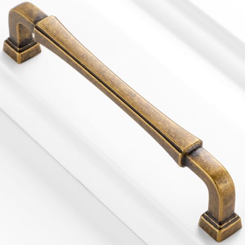 5 Inch Antique Brass Cabinet Pulls Kitchen Handles 10 Pack 3175 - color: Antique Brass, size: 5 In Hole Distance
