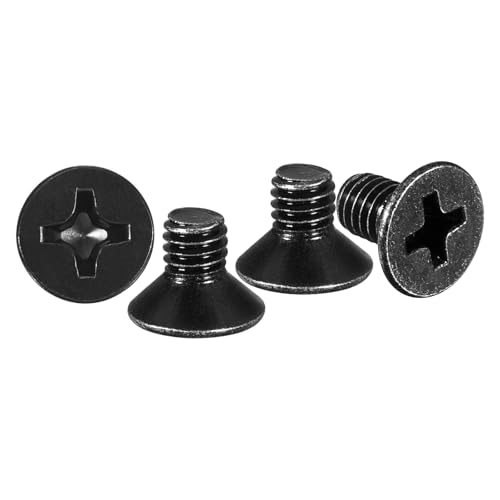 METALLIXITY M4-0.7x6mm Phillips Flat Head Bolts 304 Black 50Pcs - color: Black, size: M4-0.7x6mm
