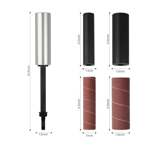 Portable Spindle Sander Hand-Held Rubber Sanding Drum for Drill 4-1/2" x 1-1/2" and 4-1/2" x 1" Hand Drum Sander (Silvery) - color: Silvery