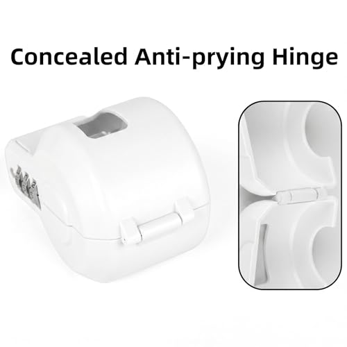 Keyed Door Handle Lockout Device Cover with Code to Disable Access to Keyhole Combination Lock for Bedroom from Outside Only Fits Handle Lock with Long Connecting Shaft (1, White) - color: White