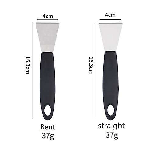 Stainless Steel metal Scraper, stove top Oven Scraper Tool non scratch, window glass scraper,Kitchen Cleaning,glass stripper,Putty,grout,sticker,Wallpaper, Paint,cooktop,Straight + Bending 2-PCS
